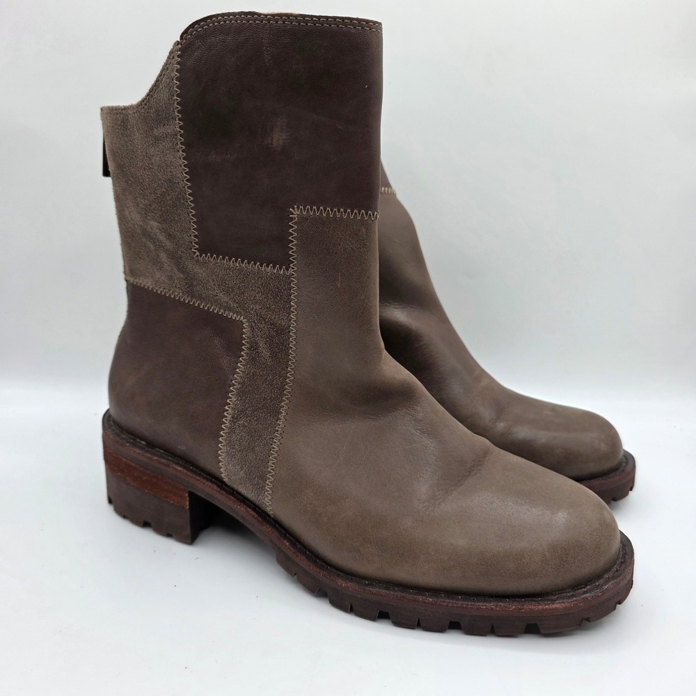 Lucky Brand Tanav Leather Suede Patchwork Ankle Boots Brown Womens 10M